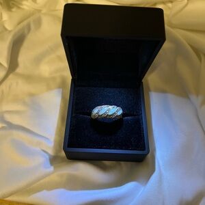 Size 10 Retro  Green Quartz & Marcasite Sterling Silver 925 Ring